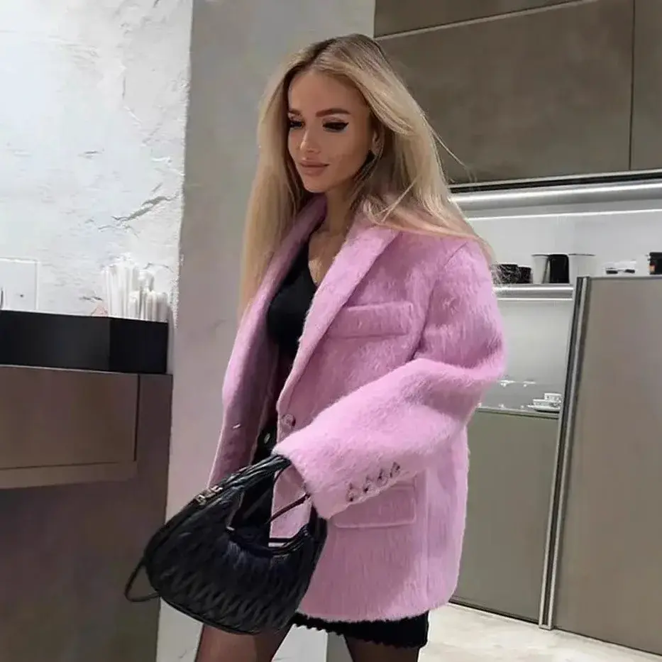 Spring Hot Sale Of The Season Women's Street Fashion Casual Long Hair Suit Jacket New Arrival Polyester Fiber No Collar Other Pa