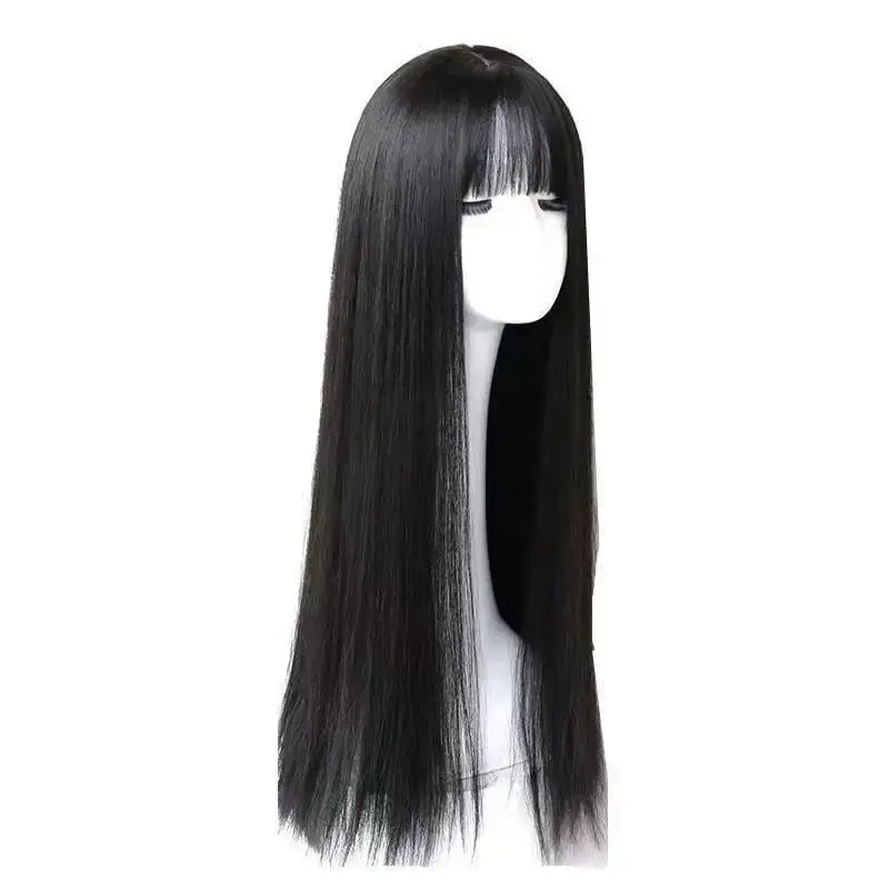 Long Straight Hair Wig for Women Natural Looking Full Head Cover Everyday Use Sweet round Face Suitable Lace Frontal Hairpiece
