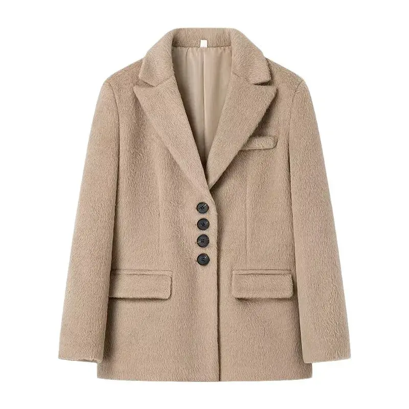 Spring Hot Sale Of The Season Women's Street Fashion Casual Long Hair Suit Jacket New Arrival Polyester Fiber No Collar Other Pa