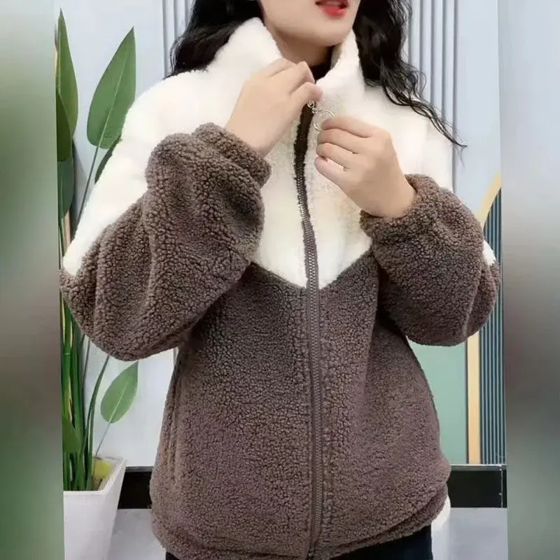 Thickened Hoodie Jacket Women's Casual Zipper Stand Collar Fleece Lined Autumn Winter Outerwear Polyester Fiber Full Sleeve