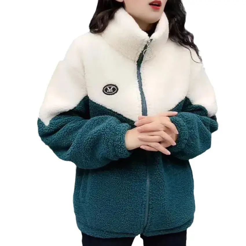Thickened Hoodie Jacket Women's Casual Zipper Stand Collar Fleece Lined Autumn Winter Outerwear Polyester Fiber Full Sleeve