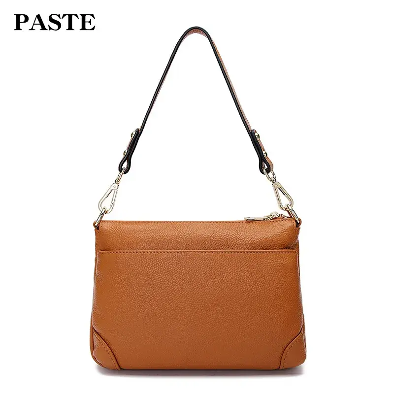 2023 Spring Summer New Women's Genuine Leather Bag Multi-zip Layered Single Shoulder Slant Crossbody Bag Trendy Handbag