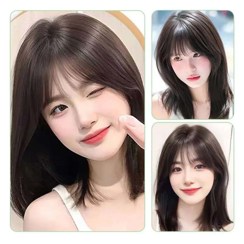 Mini Straight Short Hair Wig With Airy Bangs Simulation Full Head Cover Wholesale For Black People Lace Hair Glue Factory