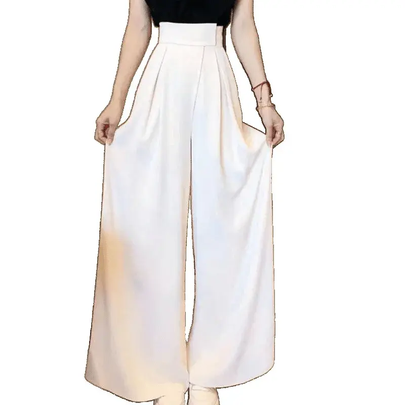 Slimming High Waist Wide Leg Casual Pants Women's Fashionable Loose Fit Summer 2025 Magic Tape Casual Trousers