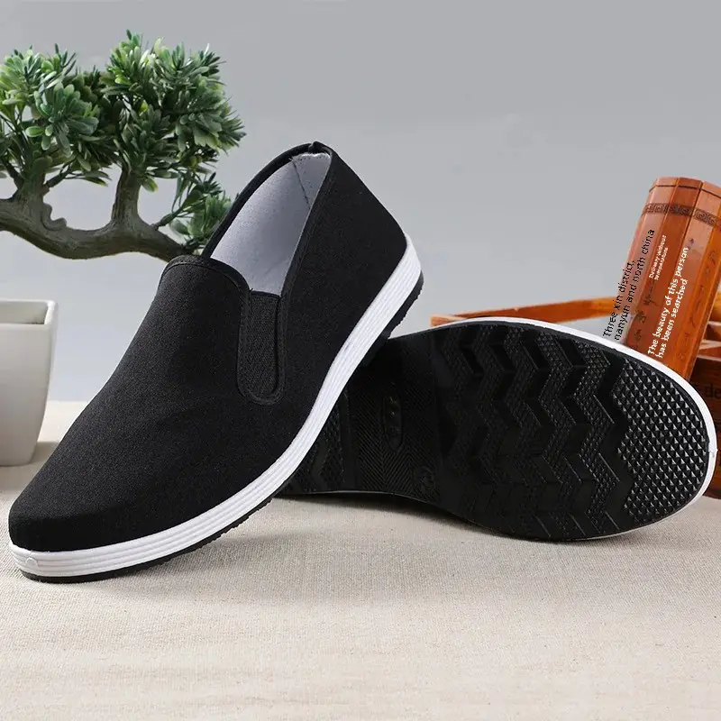 Beijing Men's Cloth Shoes New Style Work Shoes Rubber Sole Black Cloth Shoes One Step Work Shoes Breathable round Toe Casual Sho