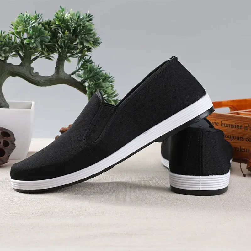 Beijing Men's Cloth Shoes New Style Work Shoes Rubber Sole Black Cloth Shoes One Step Work Shoes Breathable round Toe Casual Sho