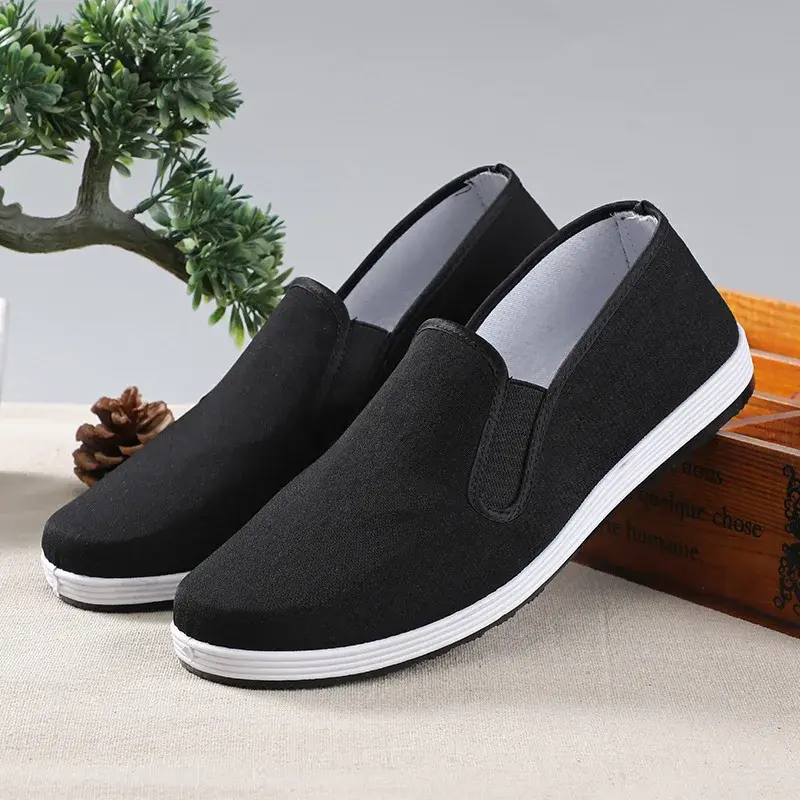 Beijing Men's Cloth Shoes New Style Work Shoes Rubber Sole Black Cloth Shoes One Step Work Shoes Breathable round Toe Casual Sho