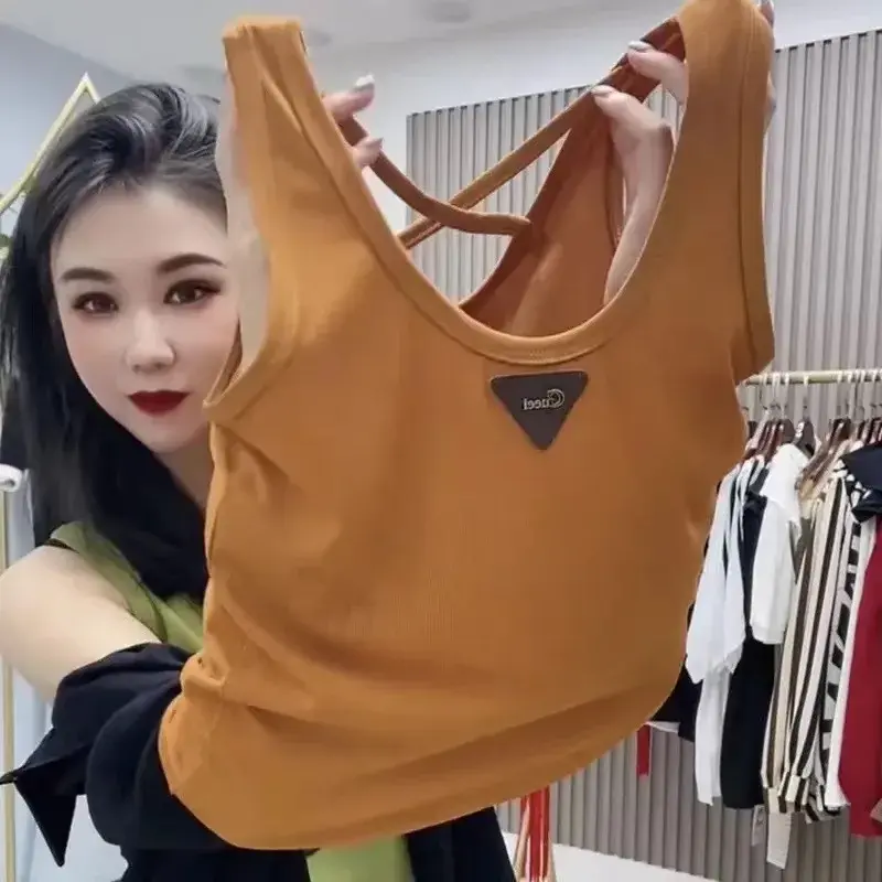 Slim Fit Women's Vest Fashionable Inner Wear Tank Top Outerwear Summer Slimming Top Polyester Fiber Mixed Fabric