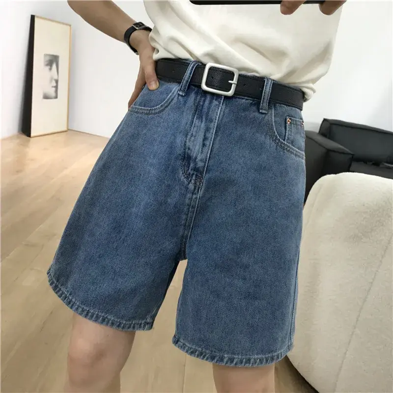 Summer Thin Denim Five-Point Shorts Women's Casual Straight Leg Loose Slimming Riding Pants Trendy Mid-Length Jeans