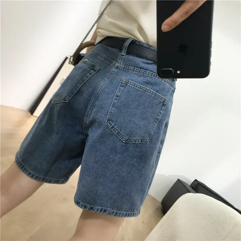 Summer Thin Denim Five-Point Shorts Women's Casual Straight Leg Loose Slimming Riding Pants Trendy Mid-Length Jeans