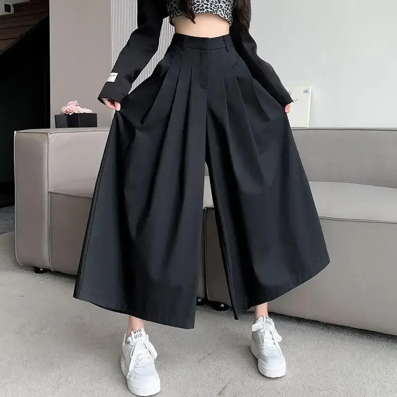 High Waist Uneven Tailored Pants Skirt Women's Hot Sale Of The Season Small Size Loose Wide Leg High Waist Slimming Pleated Casu