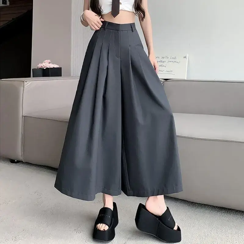 High Waist Uneven Tailored Pants Skirt Women's Hot Sale Of The Season Small Size Loose Wide Leg High Waist Slimming Pleated Casu