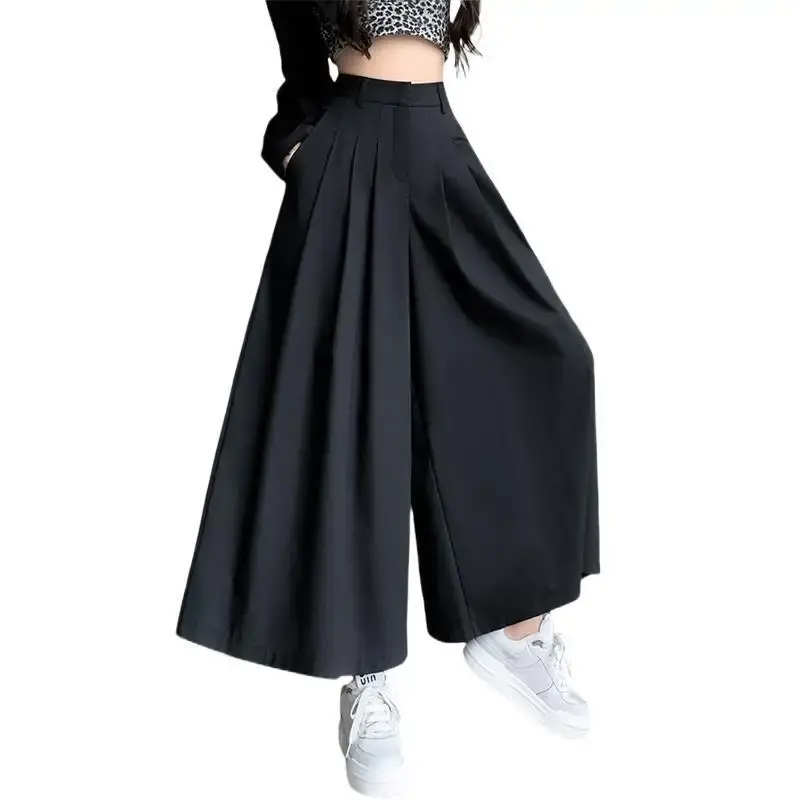 High Waist Uneven Tailored Pants Skirt Women's Hot Sale Of The Season Small Size Loose Wide Leg High Waist Slimming Pleated Casu