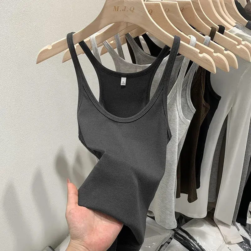 Women's Summer New Style Slimming Cropped Top No Sleeves Knitted Tank Vest Inner Wear Outer Wear Sihouette Smoothings