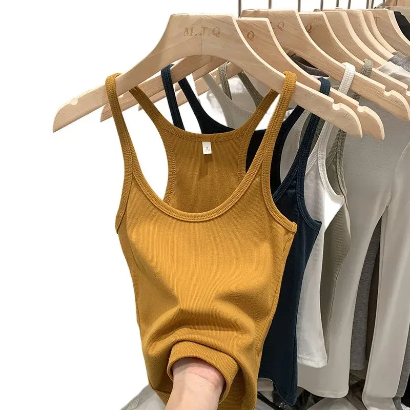Women's Summer New Style Slimming Cropped Top No Sleeves Knitted Tank Vest Inner Wear Outer Wear Sihouette Smoothings
