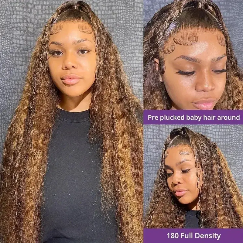 Women's Front Lace Wig Medium Curly Highlighted Ombre Long Hair Full Headcover Chinese Origin Quality Hair Accessories