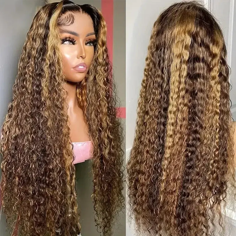 Women's Front Lace Wig Medium Curly Highlighted Ombre Long Hair Full Headcover Chinese Origin Quality Hair Accessories