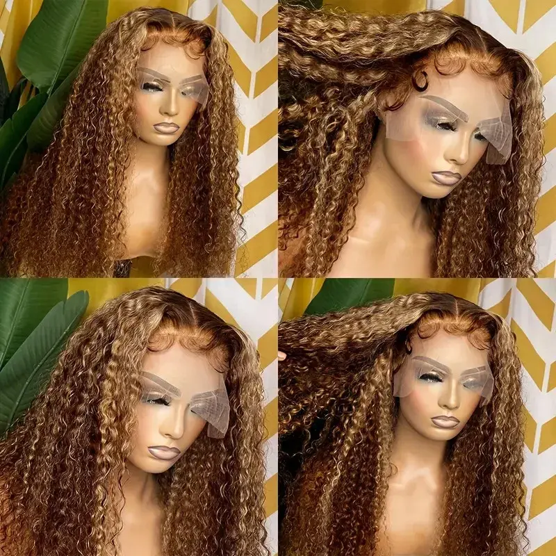 Women's Front Lace Wig Medium Curly Highlighted Ombre Long Hair Full Headcover Chinese Origin Quality Hair Accessories