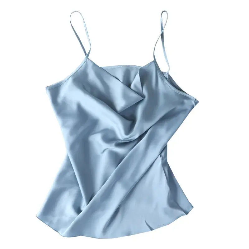Summer Ice Silk Sleeveless Women's Vest Small Strap Satin Surface Top Outerwear Suit Base Layer Backless Inner Match