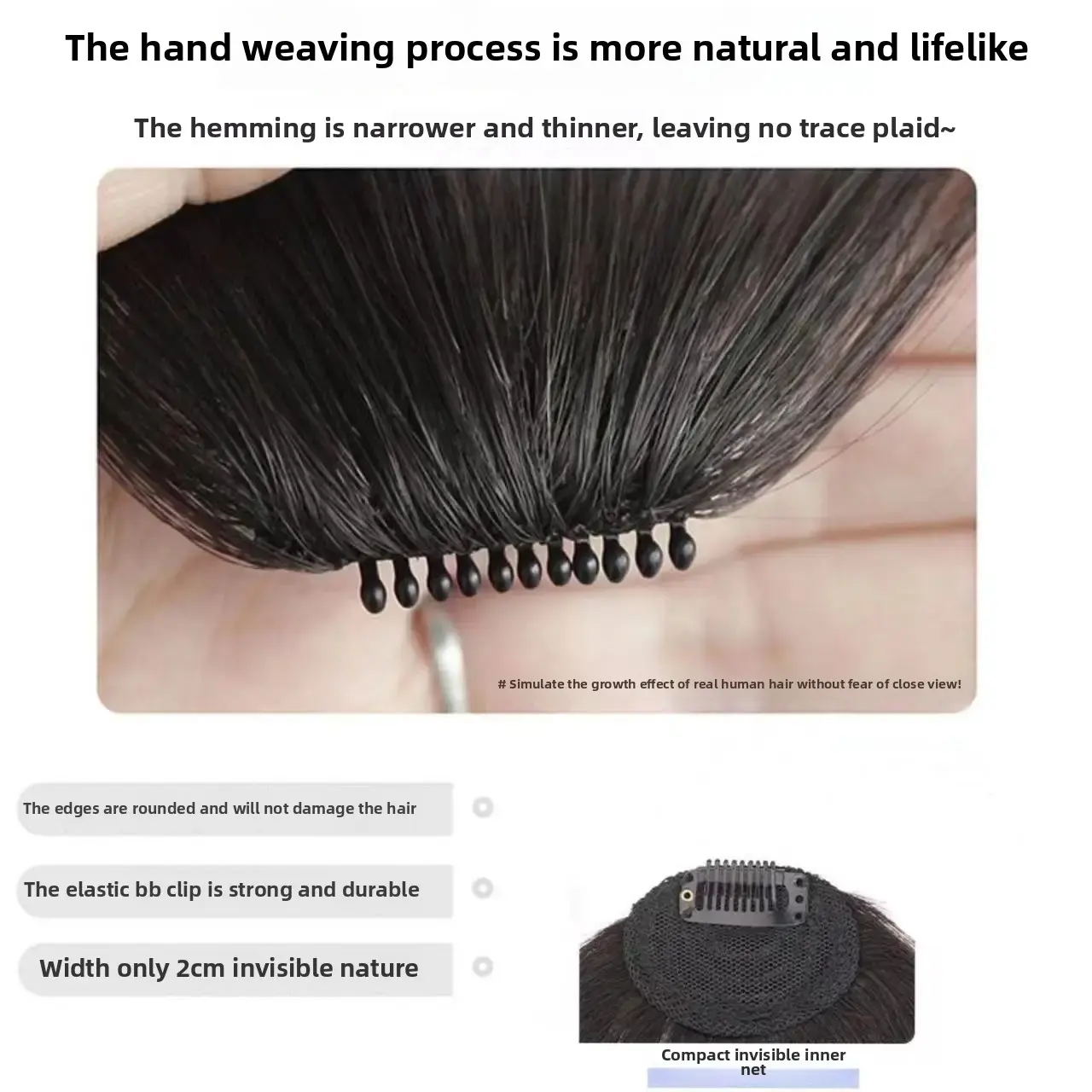 Thickened Natural Looking Fake Bangs Women's Hair Extensions Realistic Hair Pieces Forehead Fake Bangs Seamless Hair Curtain