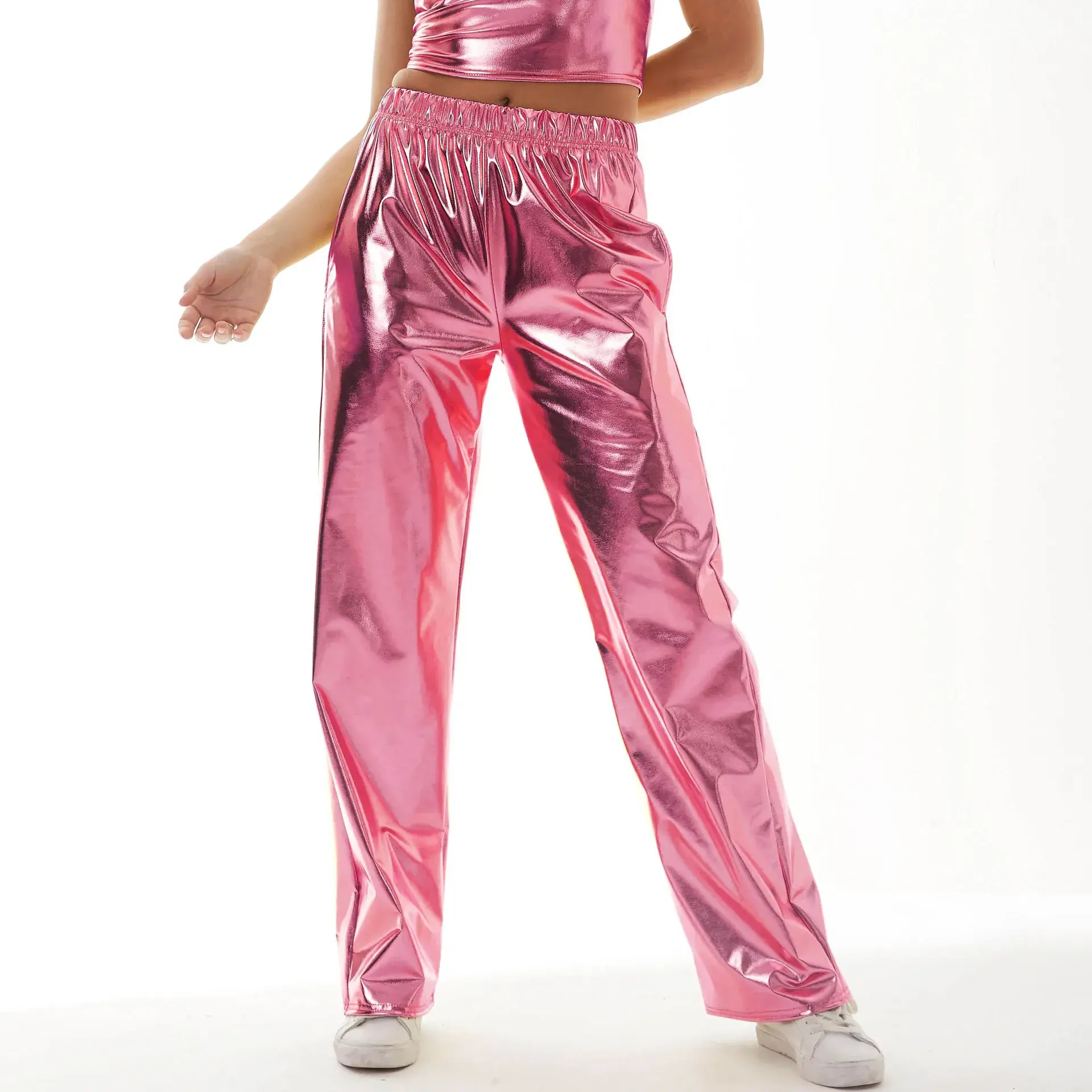 Aurora Laser Gradient High Waist Straight Leg Casual Pants Women's Loose Floor-Length Elastic Band Pants Versatile Loose Fit