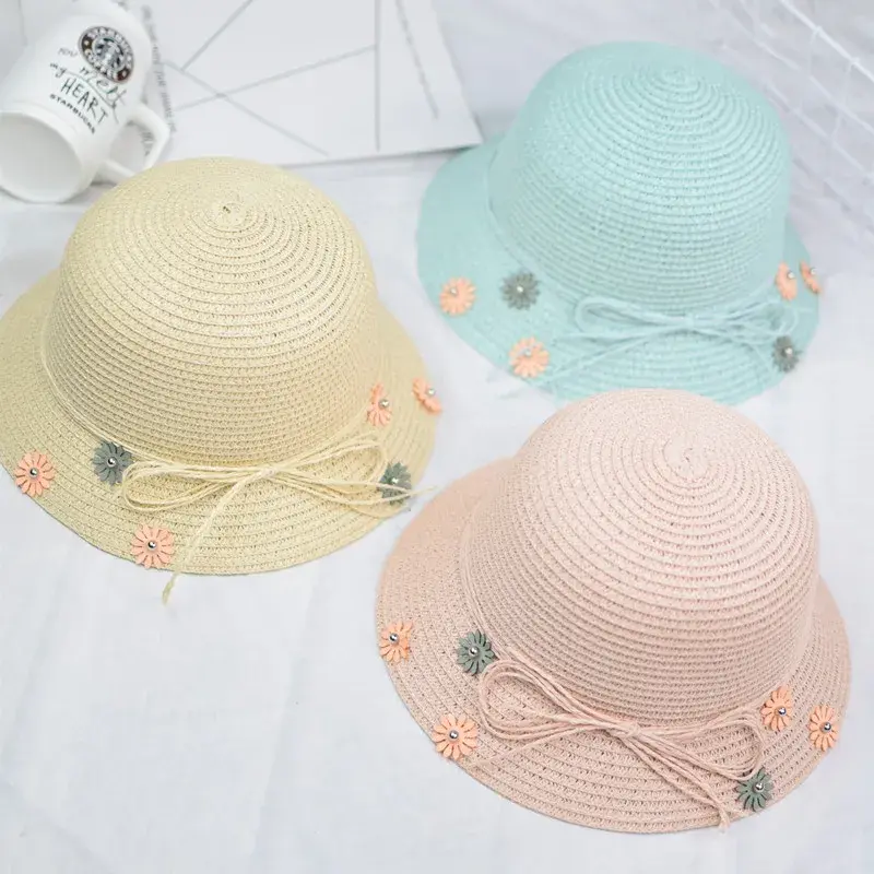 Fresh New Children's Straw Hat Babyglacier Cap Women's Summer Beach Sunshade Hat 2-Piece Set Kids Fashionable Hat Bag