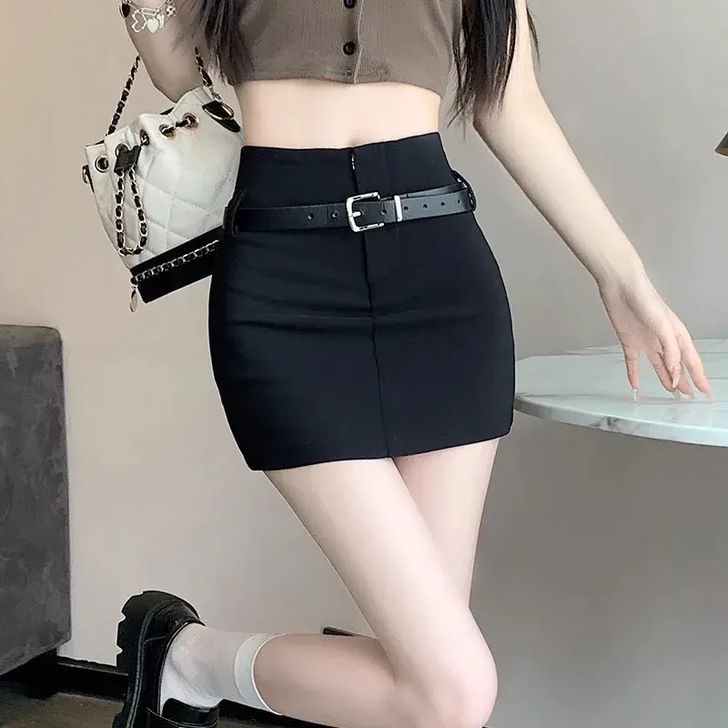 BlackSkirt New 2024 Summer High-Waisted Slimming A- Line Mini Skirt Women's Short Female Skirt Sexy Spicy Style