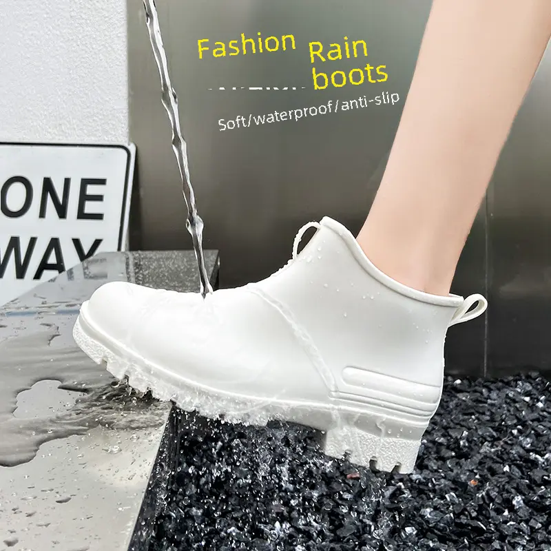 Fashionable Low-top Thick-soled Non-slip Women's Rain Boots New Arrival Cross-border Cheerleader Short Boots For Outerwear