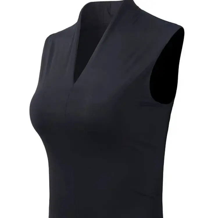 Summer New Versatile Sleeveless Waist-Fitted Women's Sexy V-Neck Elegant Top Inner Tight Waist-Fitted Solid Color Vest T-Shirt