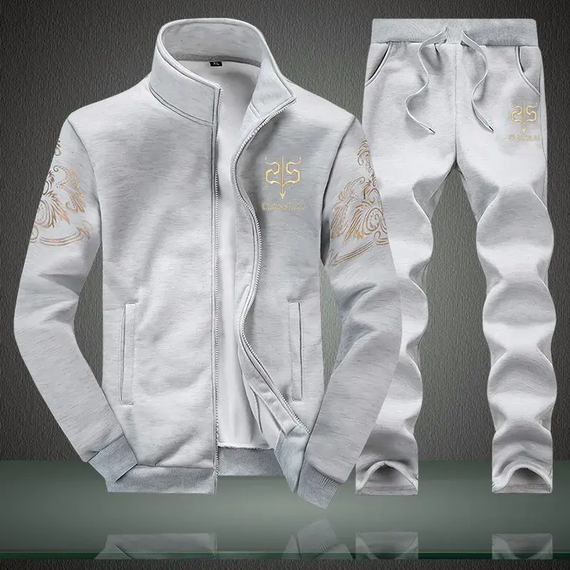 2023 New Korean Style Men's Sweatshirt Casual Sports Suit Long Sleeve 2-piece Set Amazon Cross-border