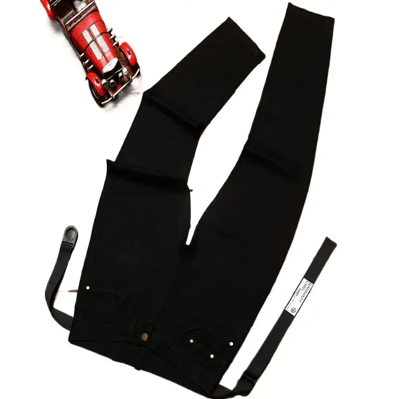 Luxury Slim Fit Jeans For Men Lightweight Summer Thin Style Casual Trendy Black Trousers With Small Footprint Printing