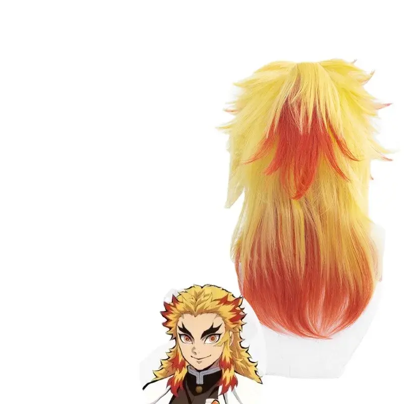 Xiaoyao You Ghost Slayer Tsuyuri Cosplay Wig Flame Pillar Single Horse Tail Clip-On Anime Realistic Show Mechanism Hair Cap