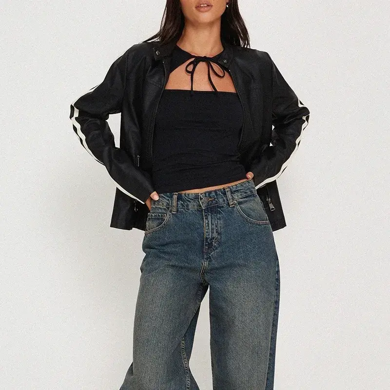2024 New Street Fashion Cropped Top Women's Solid Color Hollow Strap T-Shirt Cross-Border E-commerce Women's Clothing Wish