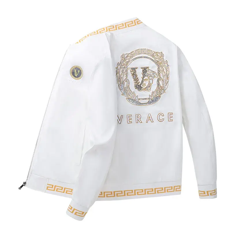 European Luxury Mido Embroidery Jacket Men's Wear Casual Trendy Korean Style White High-End Jacket For Leisure