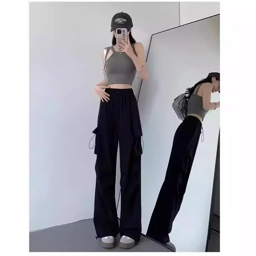 Spring Summer Women's High Waist Thin Work Trousers Quick Dry Casual Loose Fit plus Size Long Pants Slimming Design
