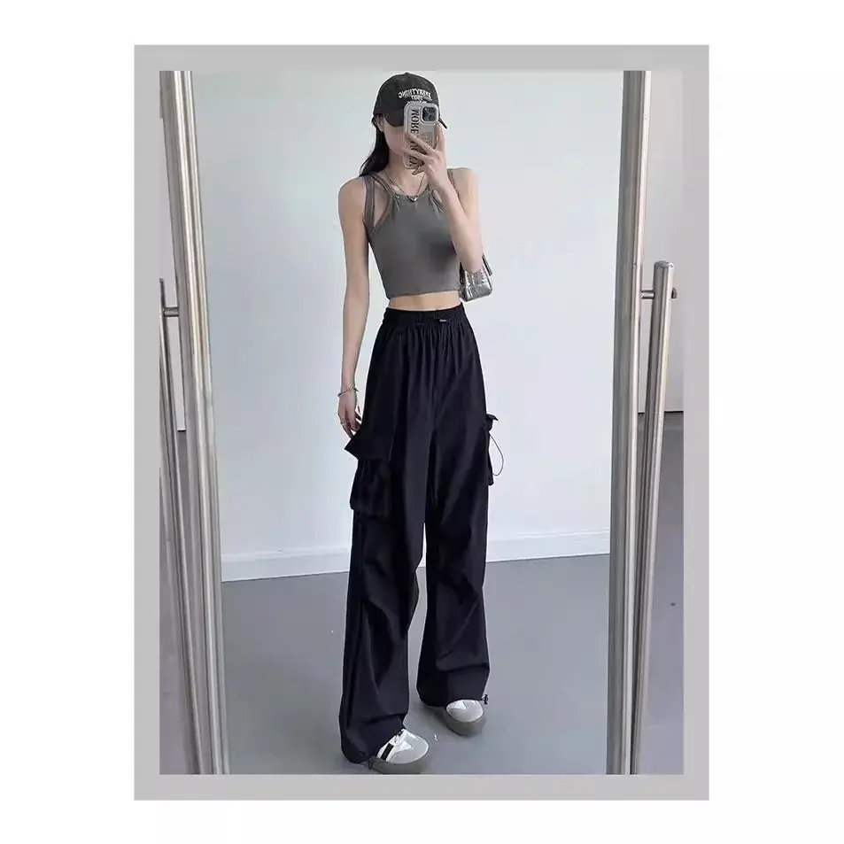 Spring Summer Women's High Waist Thin Work Trousers Quick Dry Casual Loose Fit plus Size Long Pants Slimming Design