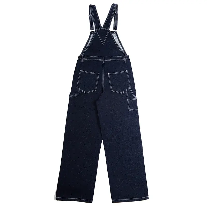 New OKONKWO Authentic Daning Workwear Bib Pants Men's Vintage Striped Denim Overalls Casual Style Cotton Pants