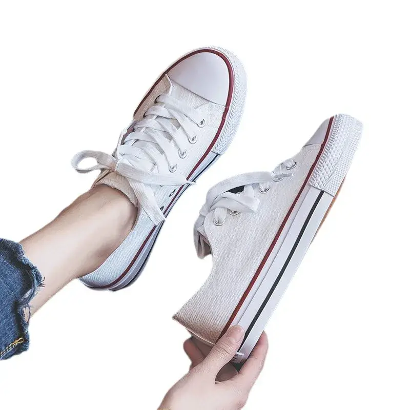 Shoes For Women Low-Top Vulcanized Canvas Platform Sneakers Black Flats Tennis Female Classic Student Small Couples Skateboard