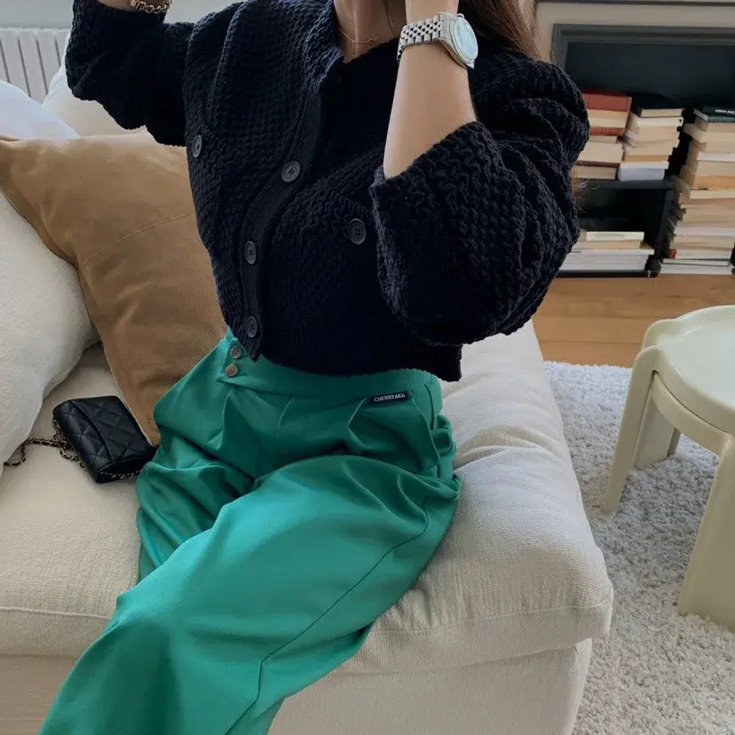 Korean Dongdaemun Round Neck Button-Up Versatile Knitted Cardigan Polo Collar Sleeveless Pullover Style For All Seasons