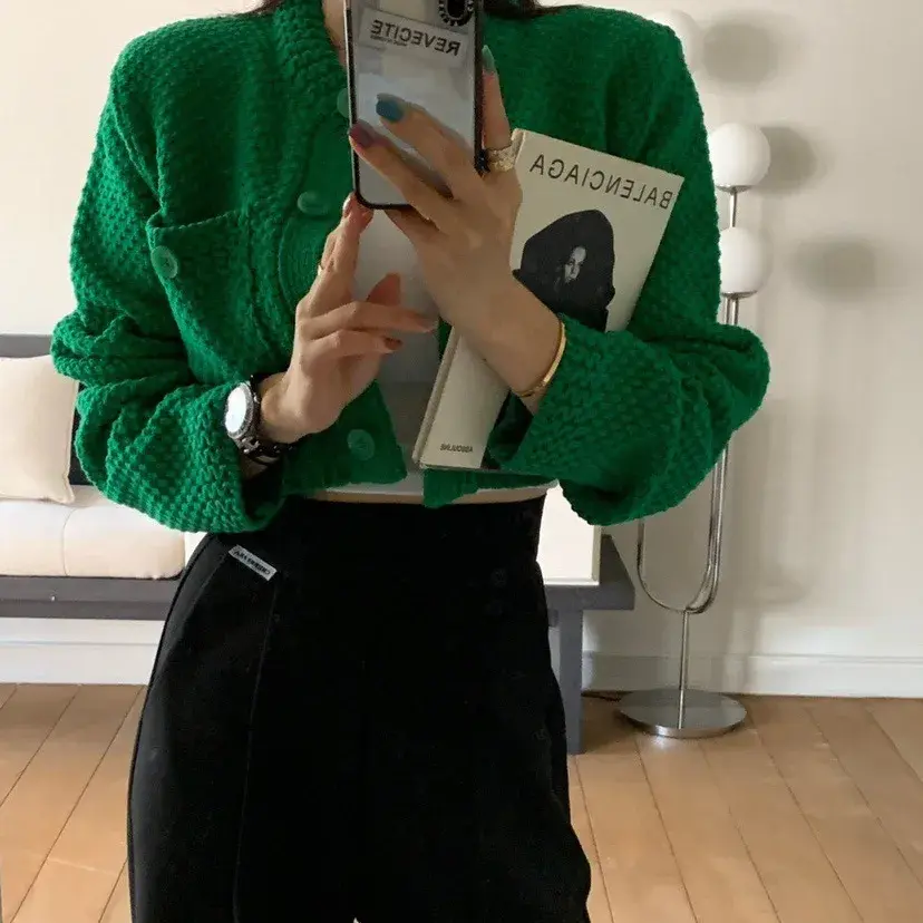 Korean Dongdaemun Round Neck Button-Up Versatile Knitted Cardigan Polo Collar Sleeveless Pullover Style For All Seasons