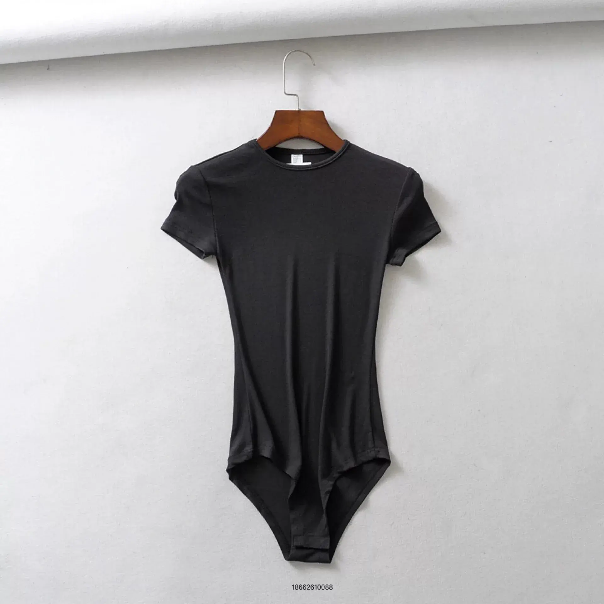 Slim Fit Crew Neck One Piece Summer Short Sleeve Women's Elastic Body Shirt Ribbed Base Tee Women Street Style Cotton T-shirt
