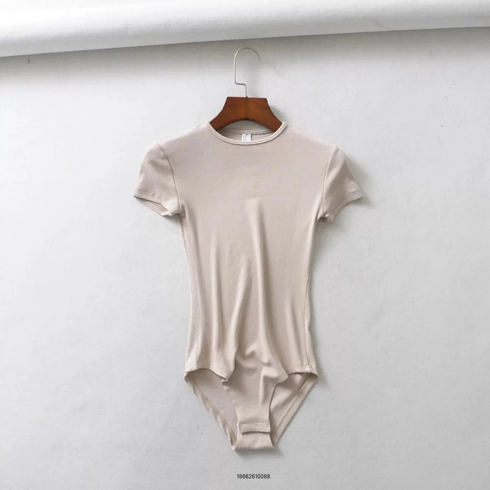 Slim Fit Crew Neck One Piece Summer Short Sleeve Women's Elastic Body Shirt Ribbed Base Tee Women Street Style Cotton T-shirt