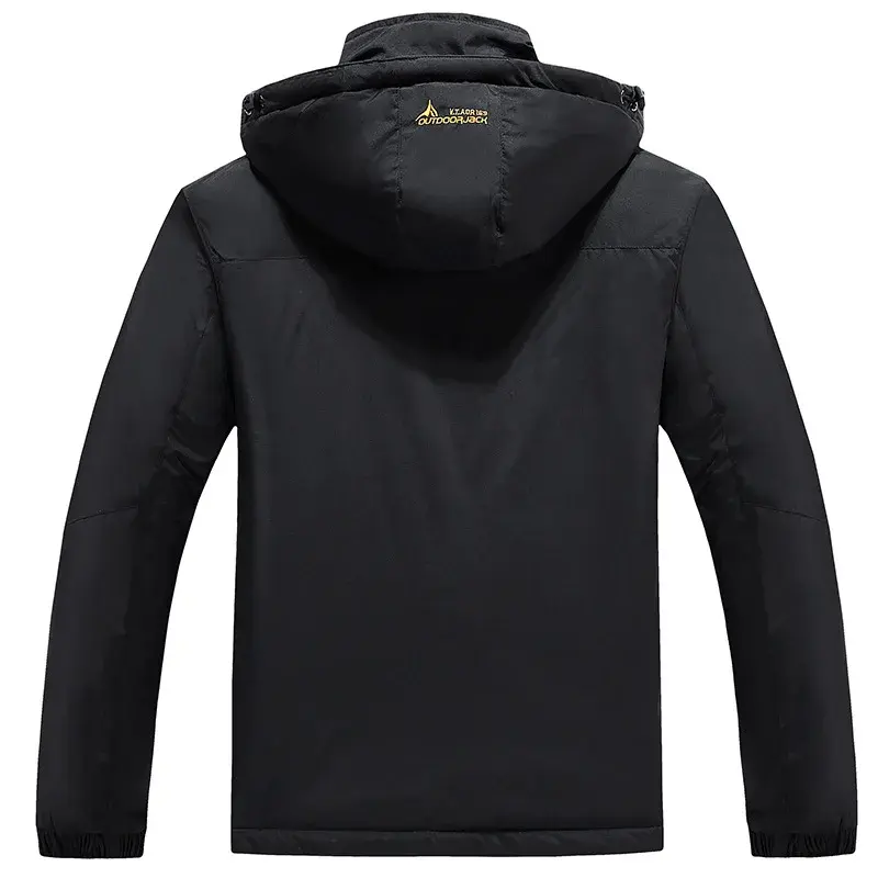 Men's Outdoor Fleece Lined Hooded Jacket Windproof Thickened Warm Cotton Stormproof Breathable Casual Spring Autumn Winter Outer