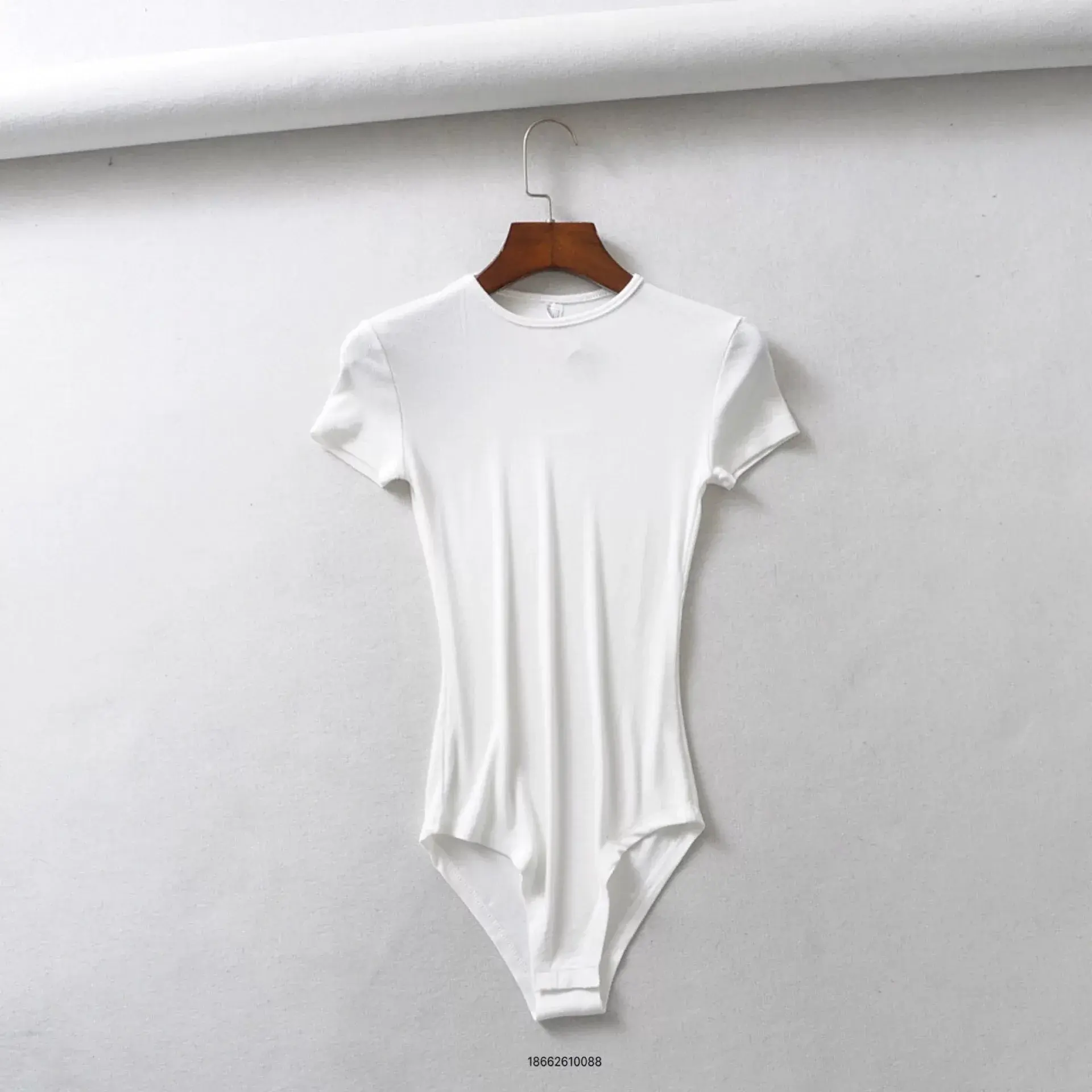 Slim Fit Crew Neck One Piece Summer Short Sleeve Women's Elastic Body Shirt Ribbed Base Tee Women Street Style Cotton T-shirt