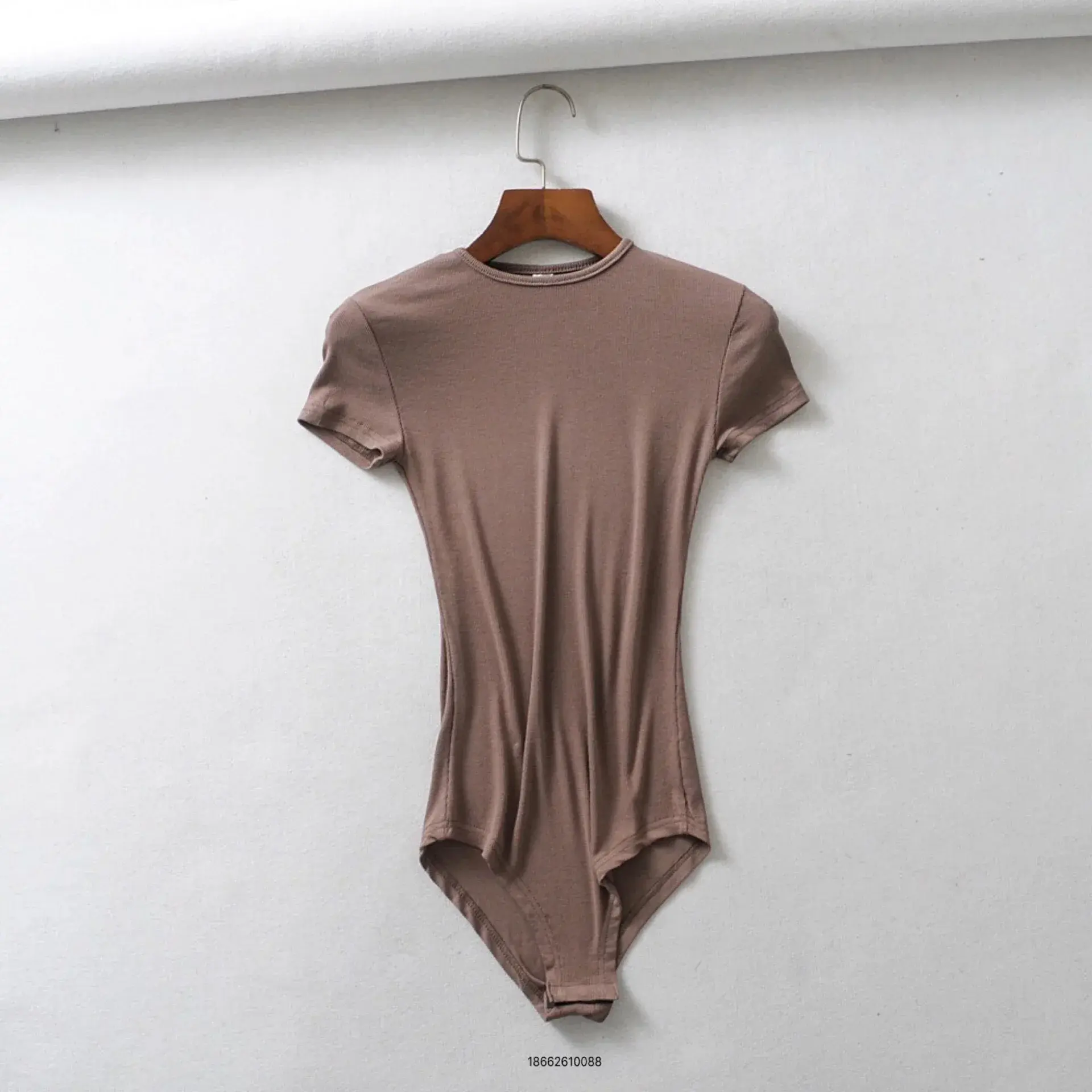 Slim Fit Crew Neck One Piece Summer Short Sleeve Women's Elastic Body Shirt Ribbed Base Tee Women Street Style Cotton T-shirt