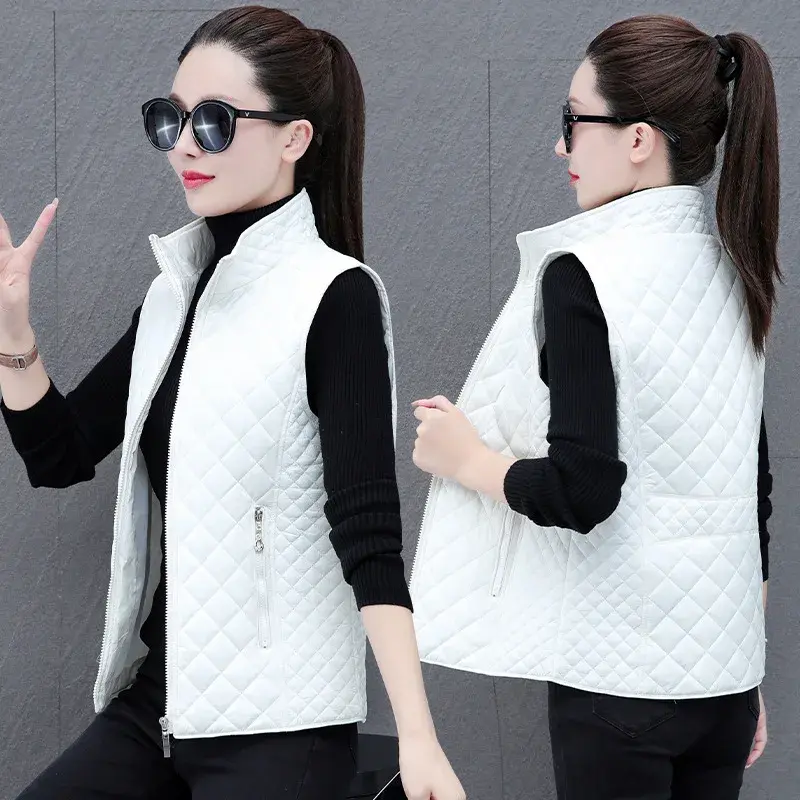 Lightweight Down Cotton Vest Women's Autumn Winter Cropped Middle Age Mother's Attire Zipper Cardigan Jacket