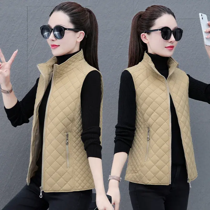 Lightweight Down Cotton Vest Women's Autumn Winter Cropped Middle Age Mother's Attire Zipper Cardigan Jacket