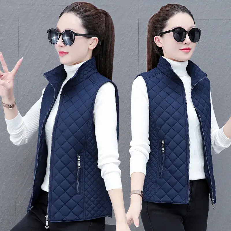 Lightweight Down Cotton Vest Women's Autumn Winter Cropped Middle Age Mother's Attire Zipper Cardigan Jacket