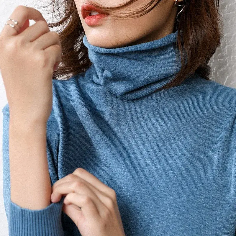 Autumn/Winter New Style Korean Version Thin Sweater Women's Long Sleeves Slimming Knitted Top Base Layer T-Shirt Smooths Your Si