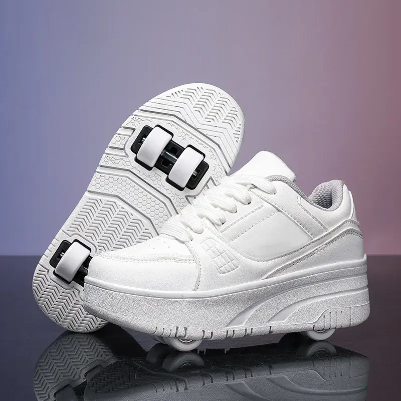 Ultra-Light Four-Wheel Skating Shoes for Students And Children Removable Unisex Wheelled Walking Shoes Sports And Entertainment